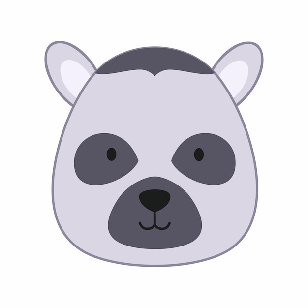 Funny lemur in the style of doodle. Vector icon with the face of a lemur.