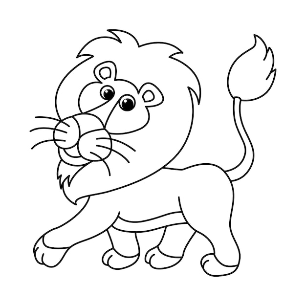 Funny lion cartoon characters vector illustration For kids coloring book