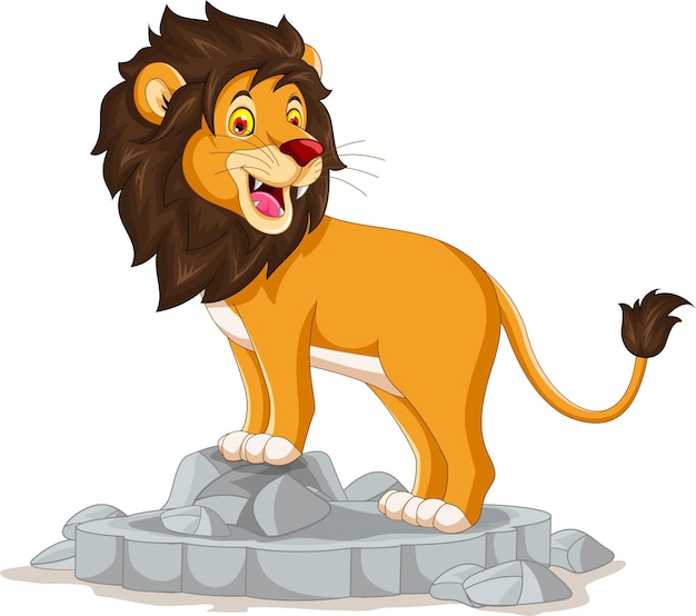 Vettore cartone animato divertente del leone isolato