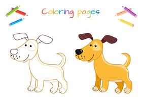 Vector funny little dog. coloring book. educational game for children. cartoon vector illustration
