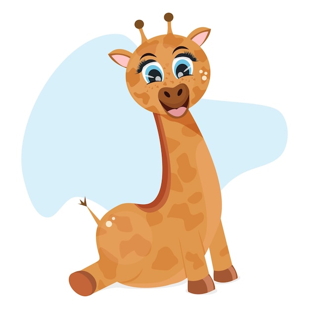 Funny little giraffe. Cartoon baby vector illustration