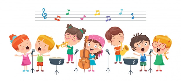 Bambini divertenti che eseguono musica