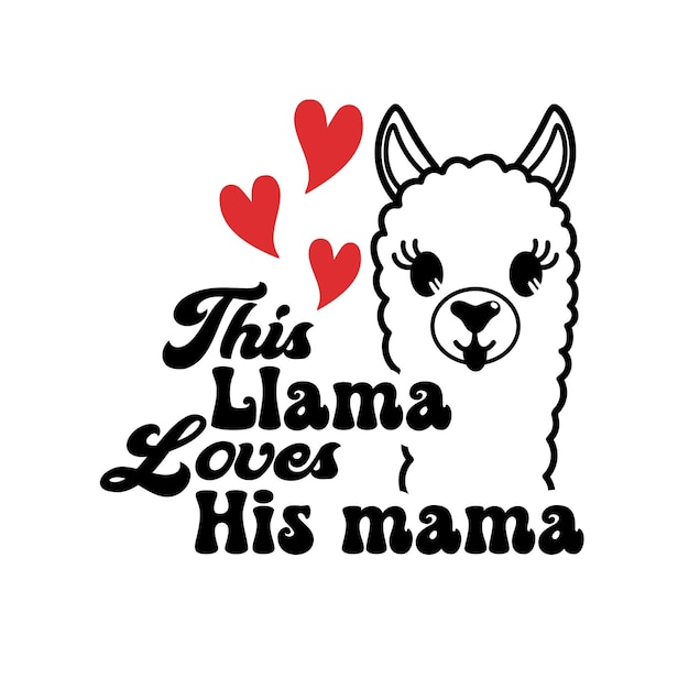 Vector funny llama svg design