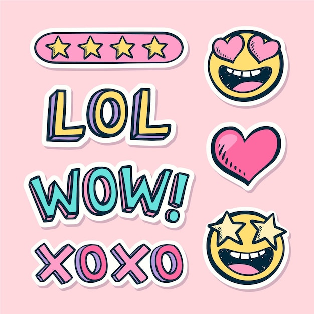 Vector funny lol stickers collection