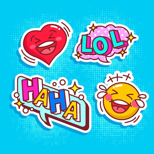 Vector funny lol stickers concept