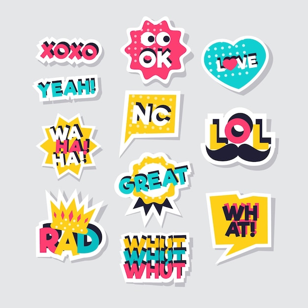 Vector funny lol stickers pack