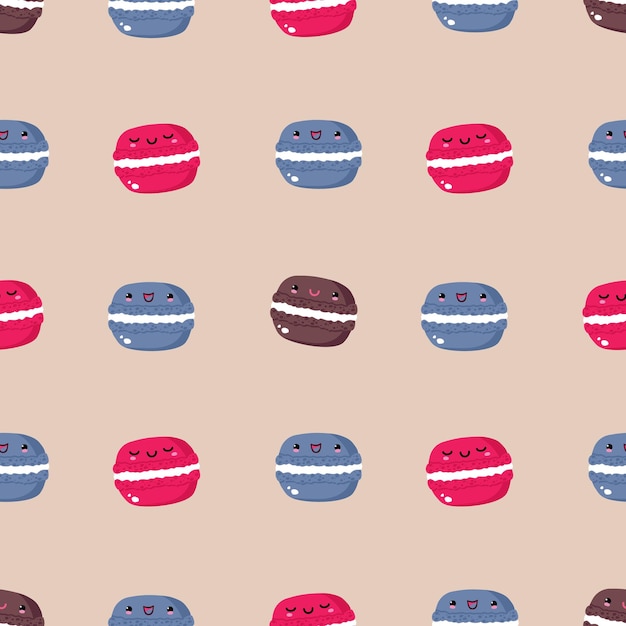 Funny macaroons seamless pattern.