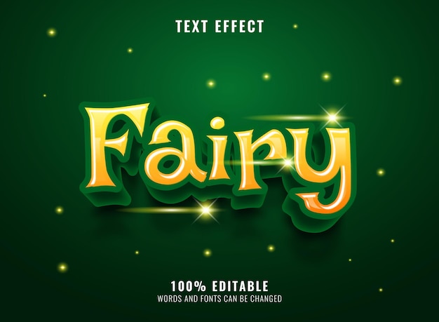 Funny magic green yellow fairy text effect