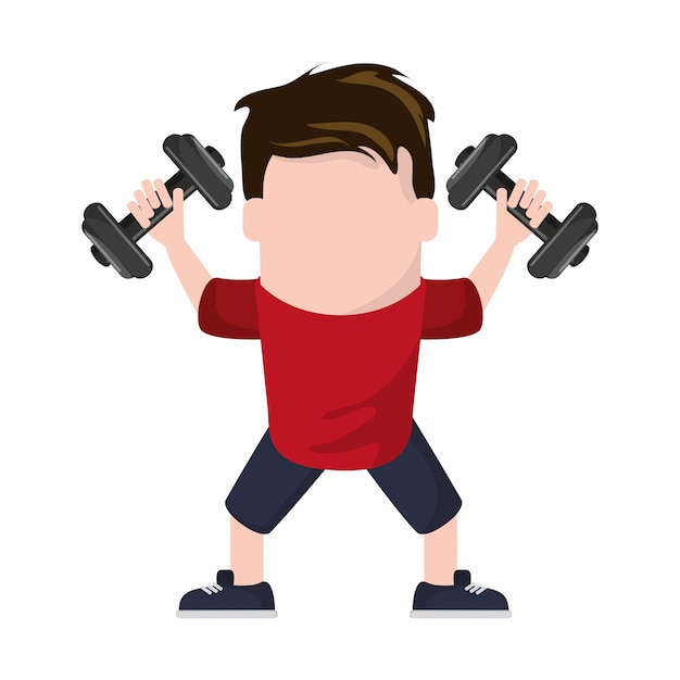 funny man avatar with dumbbells