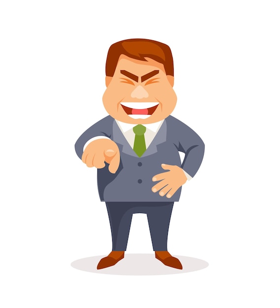 Vector funny man laughs and points with his finger. vector humorous illustration
