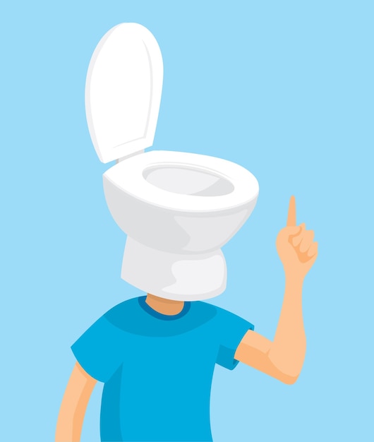 Funny man with white toilet head