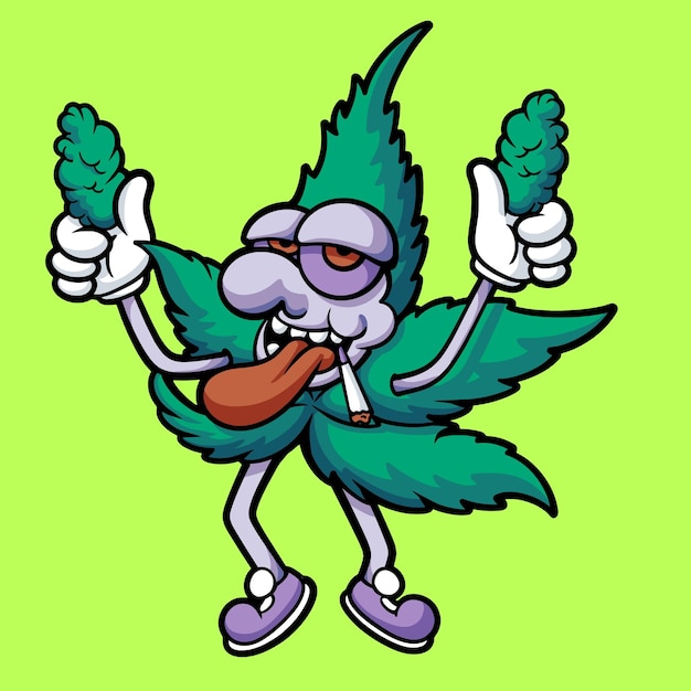 Vector funny marijuana weed cartoon character