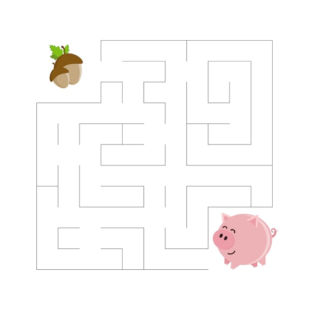 Funny maze Education developing worksheet Activity page Cartoon pig characters Riddle for preschool