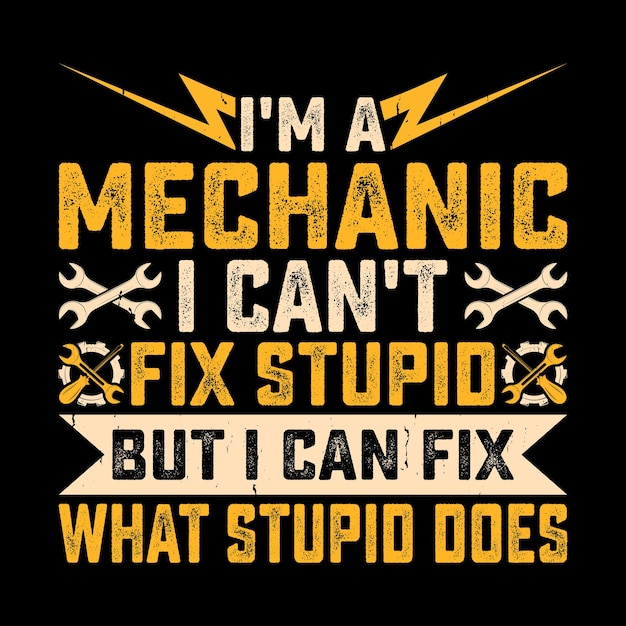 Vector funny mechanical engineer retro vintage mechanic tshirt design