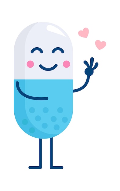 Funny Medical Pill Character Vector illustration