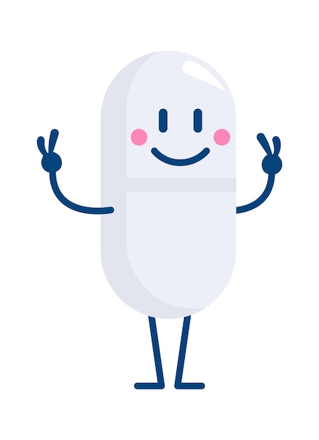 Funny Medical Pill Character Vector illustration