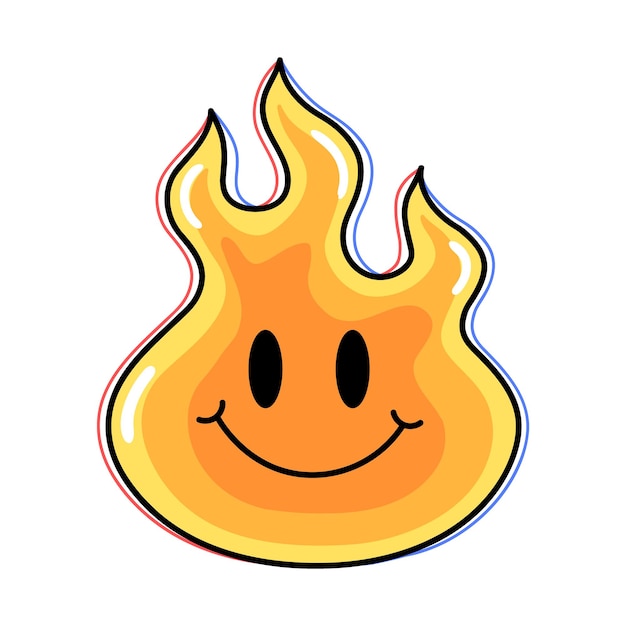 Vector funny melt smile face fire t shirt design