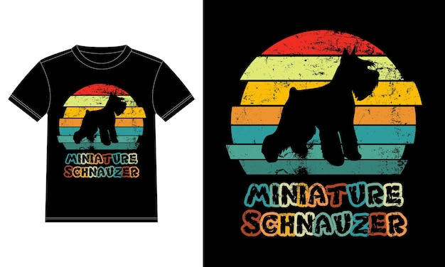 Funny Miniature Schnauzer Vintage Retro Sunset Silhouette Gifts Dog Lover Dog Owner Essential T-Shir