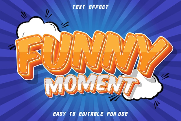 Vector funny moment editable text effect emboss comic style