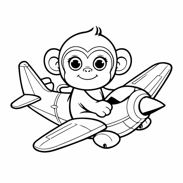 Funny Monkey hand drawn for kids page