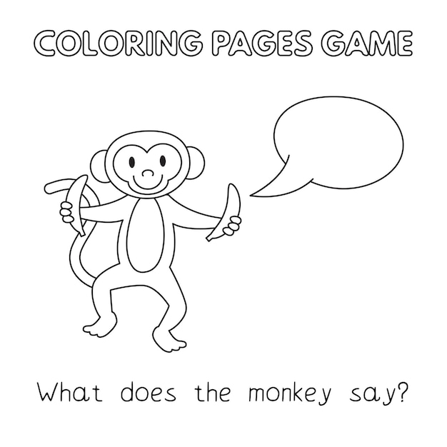 Funny monkey kids learning game Vector coloring book pages for children