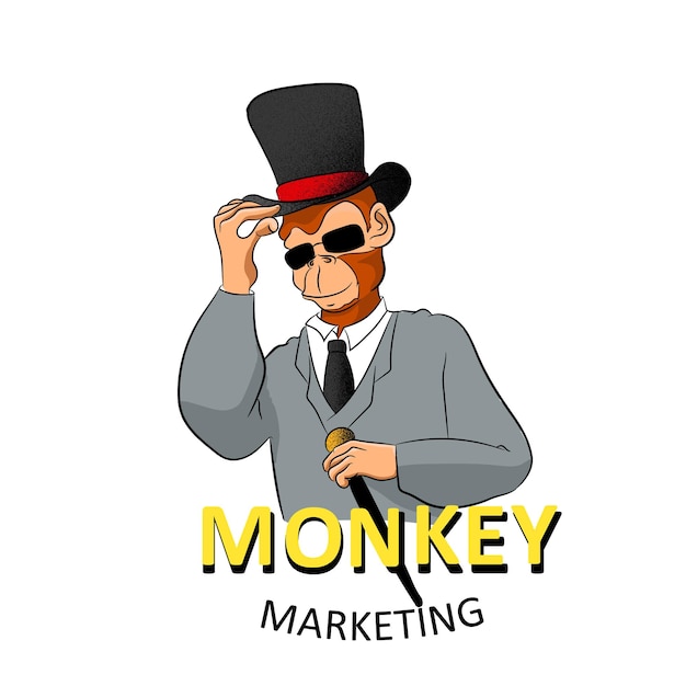 Vector funny monkey using formal uniform illustration monkey marketing