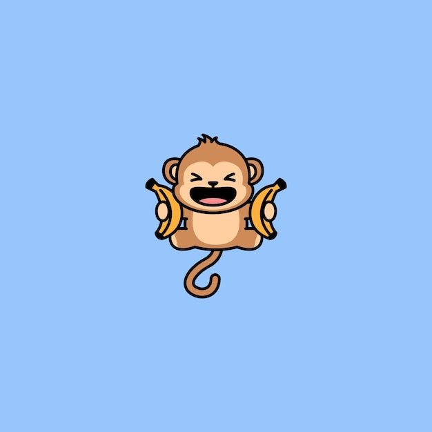 Scimmia divertente con il fumetto di salto della banana