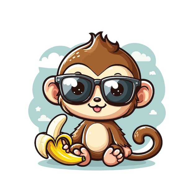 Vector funny monkey with banana