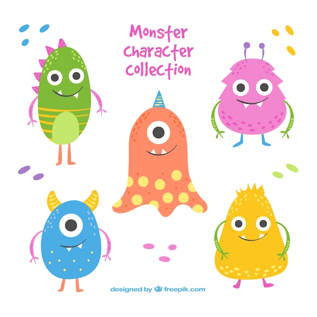 Funny monster collection of five