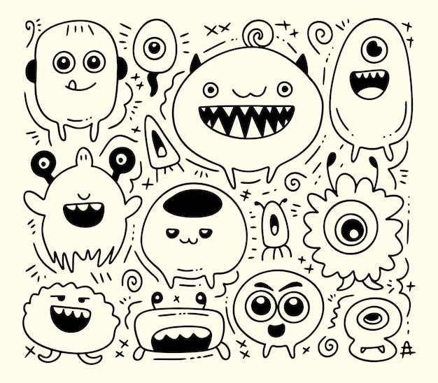 Vector funny monster hand drawn doodle vector