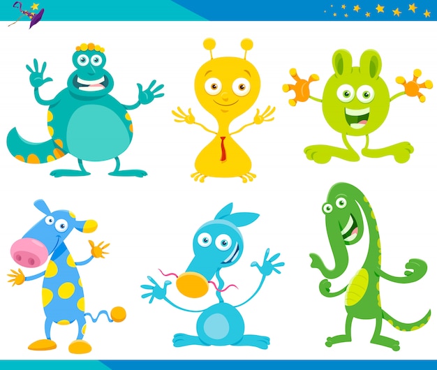 Funny Monsters and Frights Fantasy Characters Set