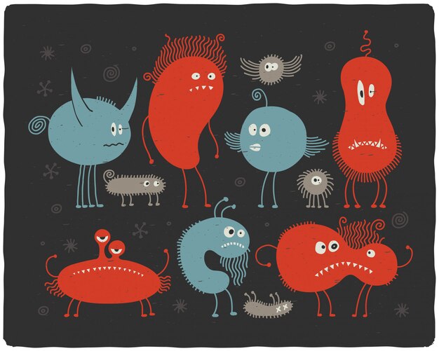 Vector funny monsters illustrations