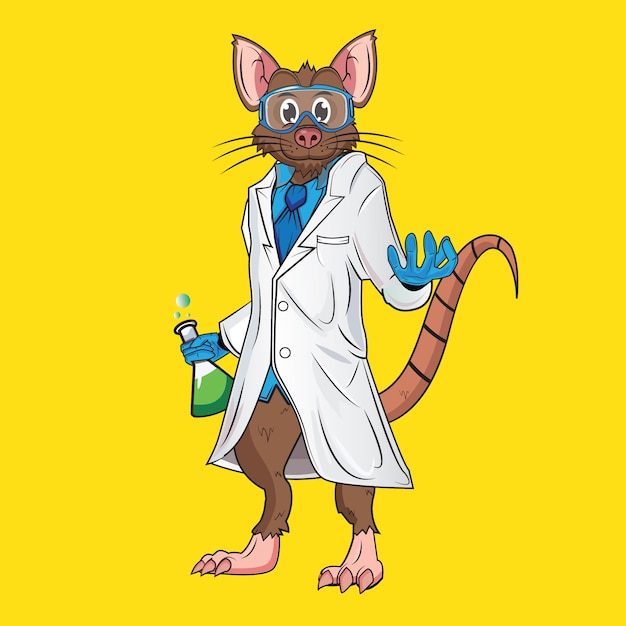 Вектор Смешная мышка в костюме профессора