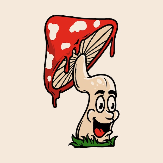 Funny mushroom charater vector illustration