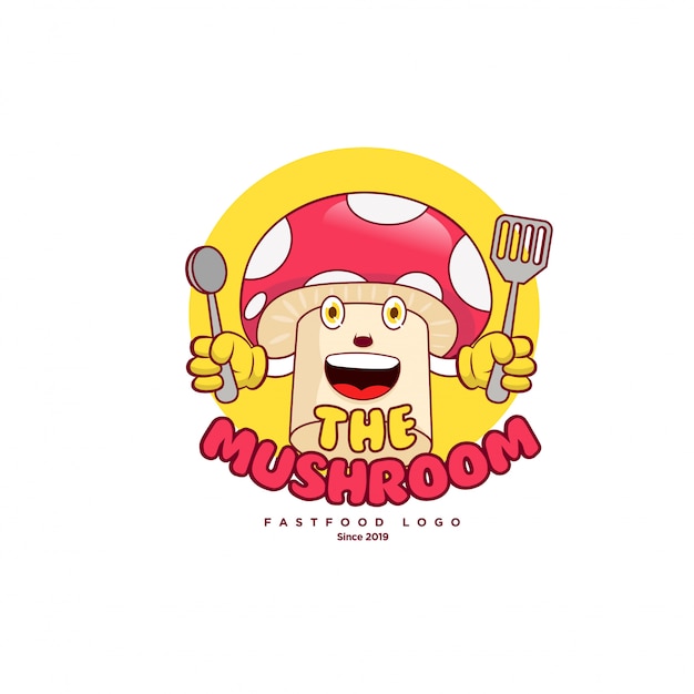 Vector funny mushroom logo vector mascot