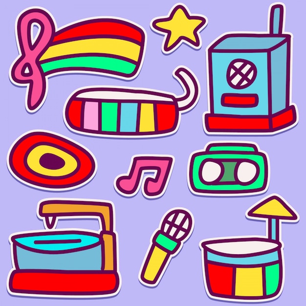 Divertente musica doodle design