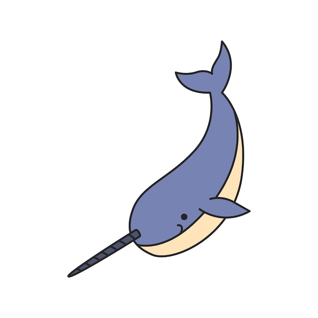 Funny narwhal Vector illustration of a cartoon narwhal