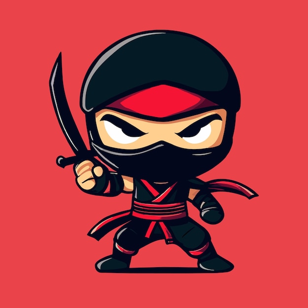 Vector funny ninja fighter cartoon