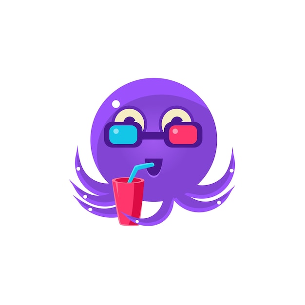 Funny Octopus In Cinema Emoji