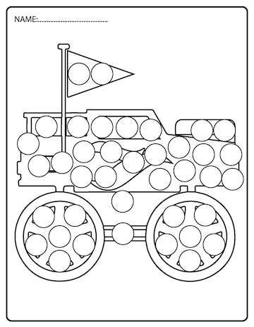 Monster Truck Dot Markers Coloring Book Graphic by Funnyarti