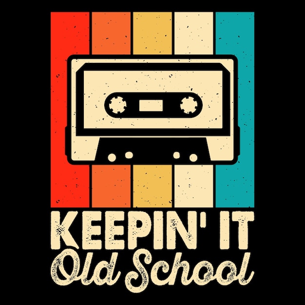 Funny Old School Hip Hop Retro Vintage Cassette Music Mixtape Tshirt Design