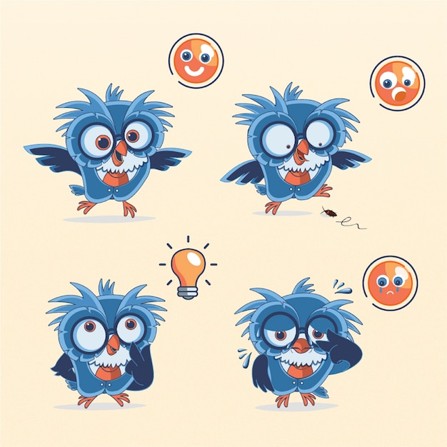 Vector funny owl office emotion