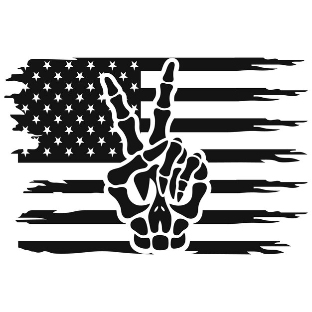 Vector funny peace sign skeleton with usa flag vector filesskeleton svg skull with peace sign svg