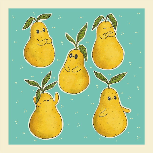 Vector funny pears illustrations