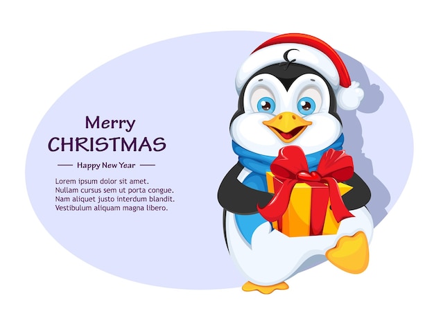 Funny penguin cartoon character