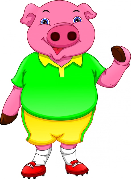 Vector funny pig cartoon wearing sport clothes