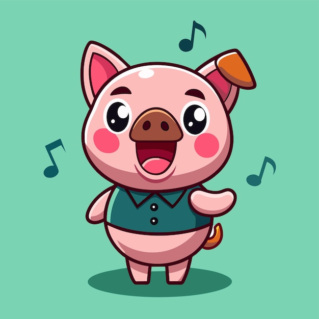 Vector funny pig swine hand drawn flat stylish mascot cartoon character drawing sticker icon concept