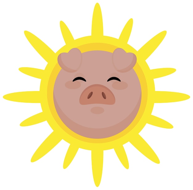 funny pink pig sticker sunny pig