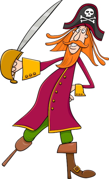 Vettore illustrazione di cartone animato divertente pirata