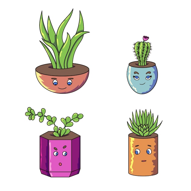 Funny plants cute faces pots